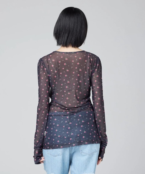 Little sunny bite(リトルサニーバイト)の「littlesunnybite/リトルサニーバイト/floral tulle top(Tシャツ/カットソー・レディース・ブラック/ピンク/ホワイト・S/M)」の5枚目の写真