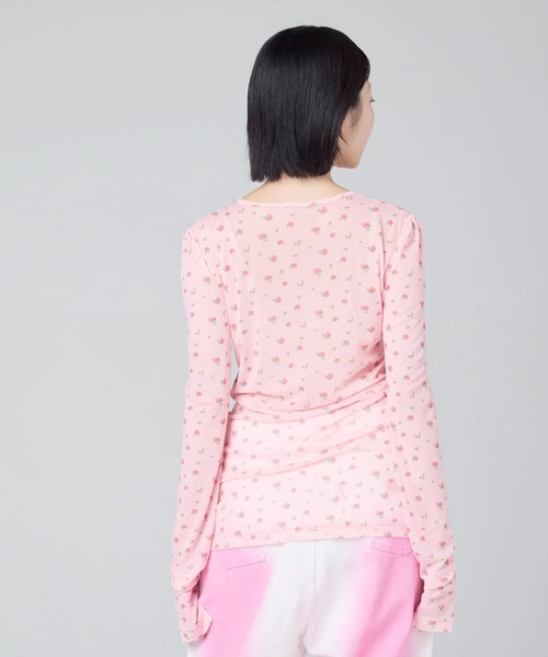 Little sunny bite(リトルサニーバイト)の「littlesunnybite/リトルサニーバイト/floral tulle top(Tシャツ/カットソー・レディース・ブラック/ピンク/ホワイト・S/M)」の8枚目の写真