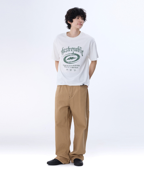 GHOST REPUBLIC（ゴーストリパブリック）の「クラックグラフィックロゴピグメント半袖TシャツGT-382_アイボリー（Tシャツ/カットソー・レディース・アイボリー・LARGE/X-LARGE/XX-LARGE）」の5枚目の写真