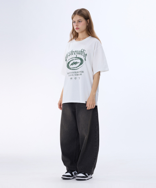 GHOST REPUBLIC（ゴーストリパブリック）の「クラックグラフィックロゴピグメント半袖TシャツGT-382_アイボリー（Tシャツ/カットソー・レディース・アイボリー・LARGE/X-LARGE/XX-LARGE）」の8枚目の写真
