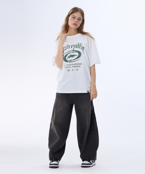 GHOST REPUBLIC（ゴーストリパブリック）の「クラックグラフィックロゴピグメント半袖TシャツGT-382_アイボリー（Tシャツ/カットソー・レディース・アイボリー・LARGE/X-LARGE/XX-LARGE）」の9枚目の写真