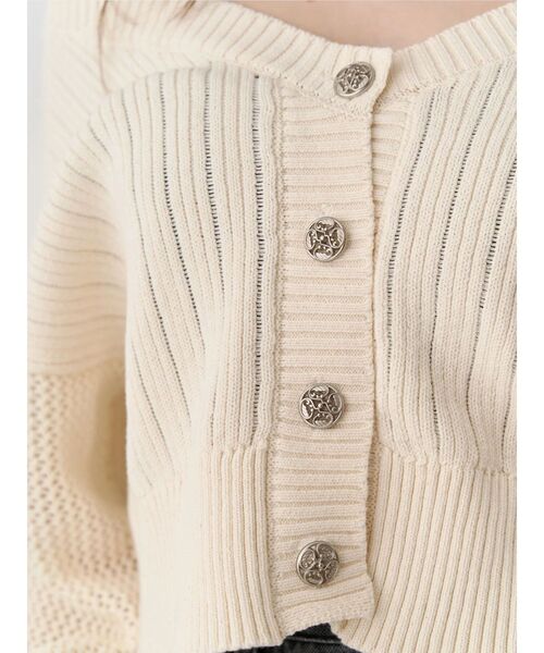 EVRIS（エヴリス）の「前後2WAYピグメントニットショートカーディガン　春服（カーディガン/ボレロ・レディース・ホワイト/ブルー/ブラック・FREE）」の4枚目の写真