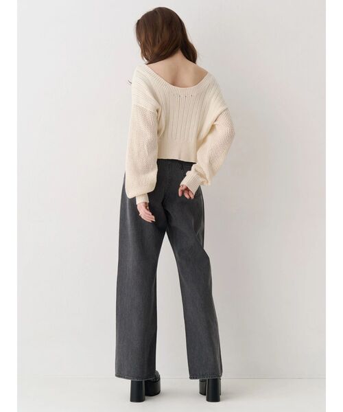 EVRIS（エヴリス）の「前後2WAYピグメントニットショートカーディガン　春服（カーディガン/ボレロ・レディース・ホワイト/ブルー/ブラック・FREE）」の7枚目の写真