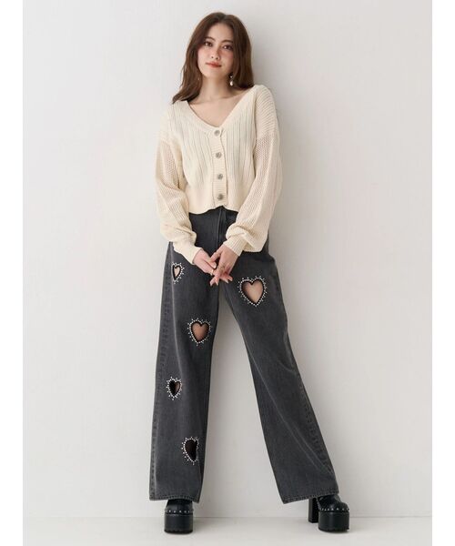 EVRIS（エヴリス）の「前後2WAYピグメントニットショートカーディガン　春服（カーディガン/ボレロ・レディース・ホワイト/ブルー/ブラック・FREE）」の8枚目の写真