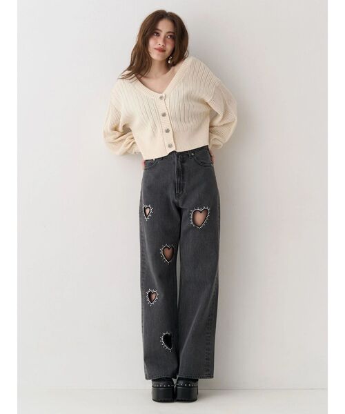 EVRIS（エヴリス）の「前後2WAYピグメントニットショートカーディガン　春服（カーディガン/ボレロ・レディース・ホワイト/ブルー/ブラック・FREE）」の9枚目の写真