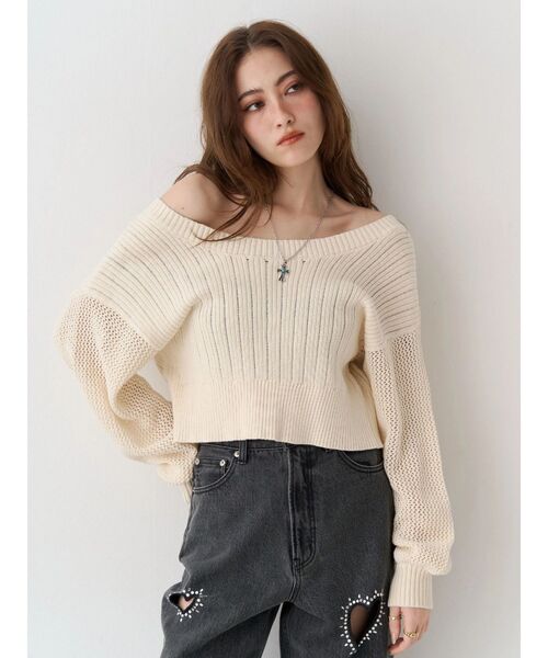 EVRIS（エヴリス）の「前後2WAYピグメントニットショートカーディガン　春服（カーディガン/ボレロ・レディース・ホワイト/ブルー/ブラック・FREE）」の11枚目の写真