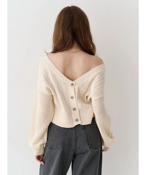 EVRIS（エヴリス）の「前後2WAYピグメントニットショートカーディガン　春服（カーディガン/ボレロ・レディース・ホワイト/ブルー/ブラック・FREE）」の13枚目の写真