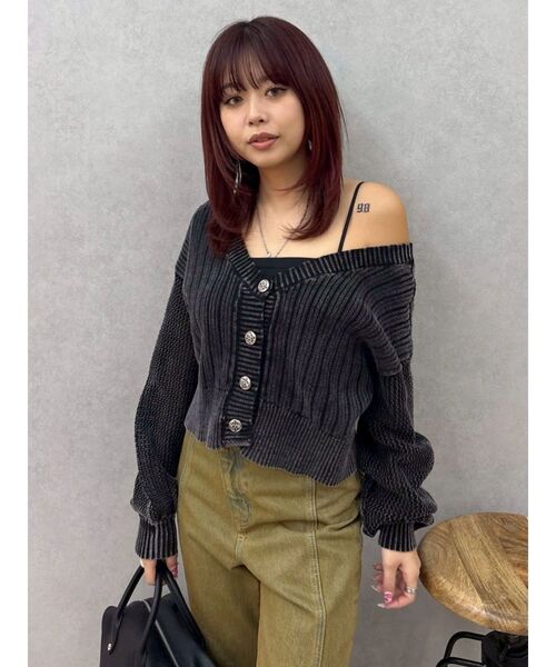 EVRIS（エヴリス）の「前後2WAYピグメントニットショートカーディガン　春服（カーディガン/ボレロ・レディース・ホワイト/ブルー/ブラック・FREE）」の17枚目の写真