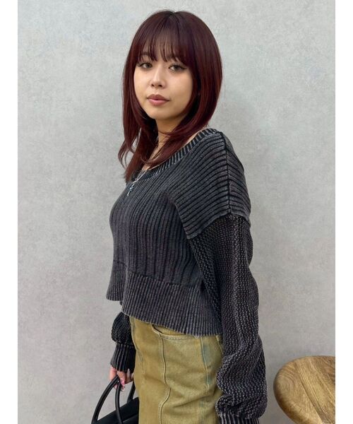 EVRIS（エヴリス）の「前後2WAYピグメントニットショートカーディガン　春服（カーディガン/ボレロ・レディース・ホワイト/ブルー/ブラック・FREE）」の22枚目の写真