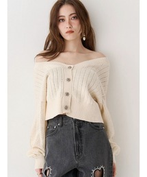 EVRIS | 前後2WAYピグメントニットショートカーディガン 春服(カーディガン/ボレロ)