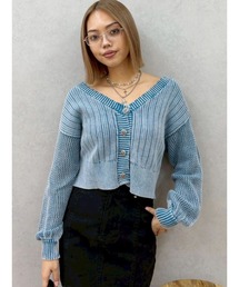 EVRIS | 前後2WAYピグメントニットショートカーディガン　春服(カーディガン/ボレロ)