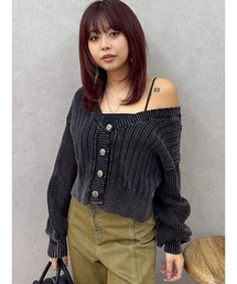EVRIS | 前後2WAYピグメントニットショートカーディガン　春服(カーディガン/ボレロ)
