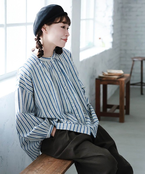 soulberry(ソウルベリー)の「あまからレシピのブラウス(シャツ/ブラウス・レディース・ネイビー・L/M/5L/4L/3L/LL)」の3枚目の写真
