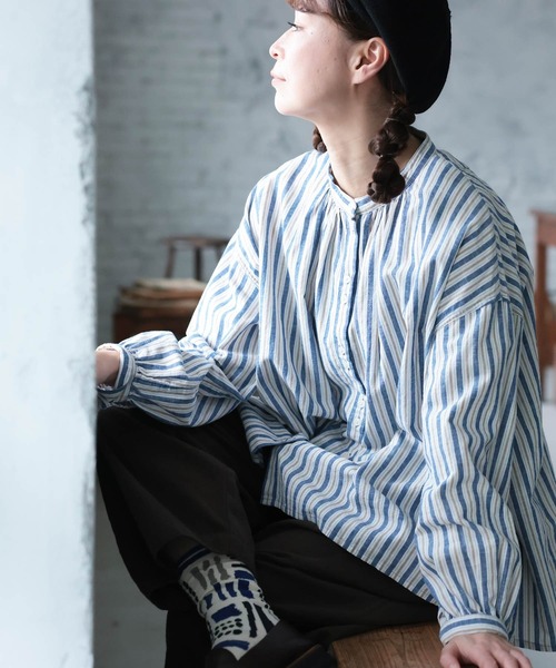 soulberry(ソウルベリー)の「あまからレシピのブラウス(シャツ/ブラウス・レディース・ネイビー・L/M/5L/4L/3L/LL)」の5枚目の写真