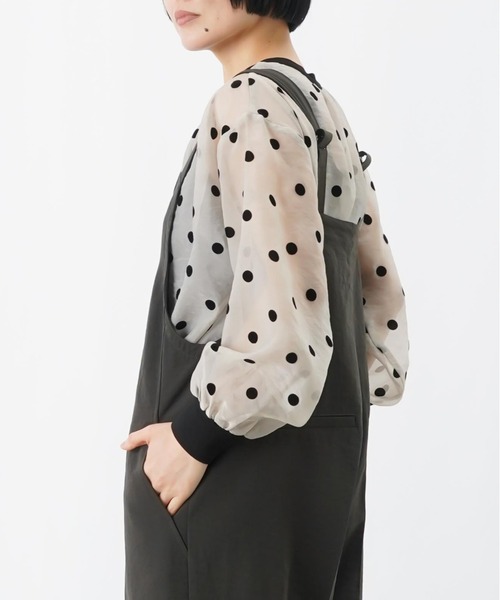 LUCA/LADY LUCK LUCA（ルカ/レディラックルカ）の「LC/LLL シアードットフロッキー長袖カーディガン（カーディガン/ボレロ・レディース・グレー/ブラック・FREE）」の4枚目の写真