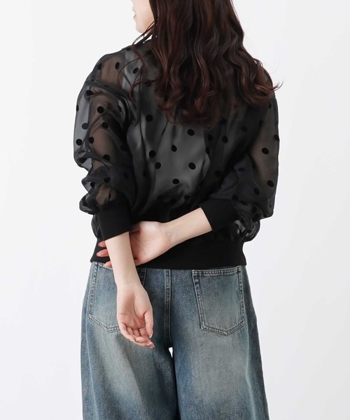 LUCA/LADY LUCK LUCA（ルカ/レディラックルカ）の「LC/LLL シアードットフロッキー長袖カーディガン（カーディガン/ボレロ・レディース・グレー/ブラック・FREE）」の8枚目の写真