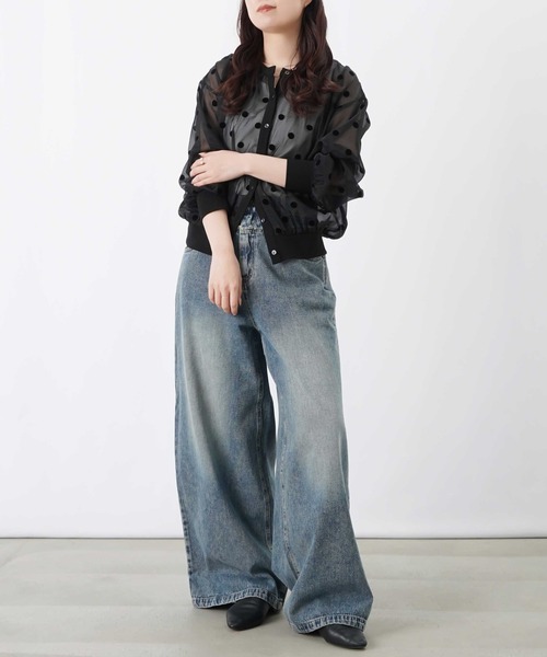 LUCA/LADY LUCK LUCA（ルカ/レディラックルカ）の「LC/LLL シアードットフロッキー長袖カーディガン（カーディガン/ボレロ・レディース・グレー/ブラック・FREE）」の10枚目の写真