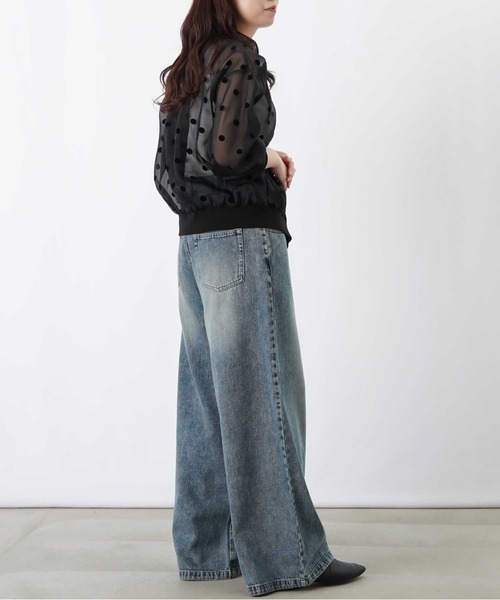 LUCA/LADY LUCK LUCA（ルカ/レディラックルカ）の「LC/LLL シアードットフロッキー長袖カーディガン（カーディガン/ボレロ・レディース・グレー/ブラック・FREE）」の9枚目の写真