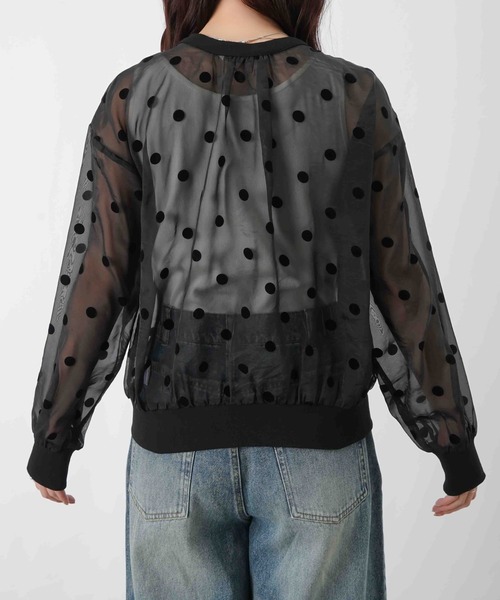 LUCA/LADY LUCK LUCA（ルカ/レディラックルカ）の「LC/LLL シアードットフロッキー長袖カーディガン（カーディガン/ボレロ・レディース・グレー/ブラック・FREE）」の12枚目の写真