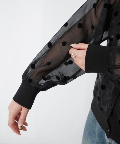 LUCA/LADY LUCK LUCA（ルカ/レディラックルカ）の「LC/LLL シアードットフロッキー長袖カーディガン（カーディガン/ボレロ・レディース・グレー/ブラック・FREE）」の16枚目の写真