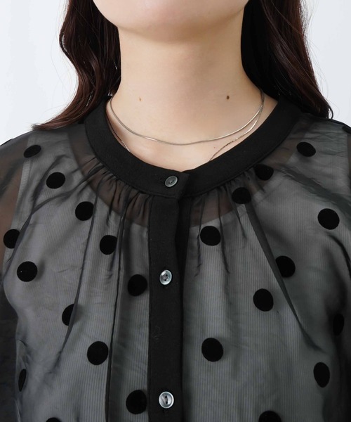 LUCA/LADY LUCK LUCA（ルカ/レディラックルカ）の「LC/LLL シアードットフロッキー長袖カーディガン（カーディガン/ボレロ・レディース・グレー/ブラック・FREE）」の14枚目の写真
