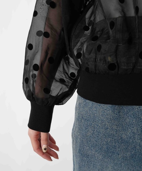 LUCA/LADY LUCK LUCA（ルカ/レディラックルカ）の「LC/LLL シアードットフロッキー長袖カーディガン（カーディガン/ボレロ・レディース・グレー/ブラック・FREE）」の15枚目の写真