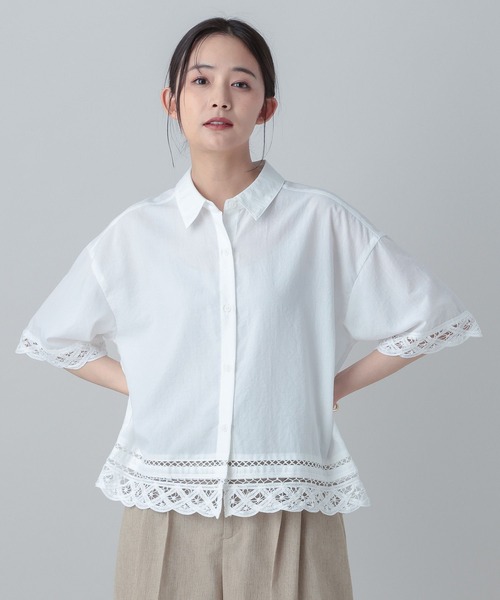 GLOBAL WORK(グローバルワーク)の「MATINEE LINE/バテンレース半袖シャツ/656174(シャツ/ブラウス・レディース・ホワイト系その他2/ブラック・LARGE/MEDIUM)」の5枚目の写真