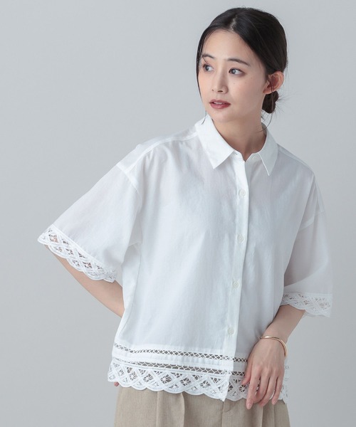 GLOBAL WORK(グローバルワーク)の「MATINEE LINE/バテンレース半袖シャツ/656174(シャツ/ブラウス・レディース・ホワイト系その他2/ブラック・LARGE/MEDIUM)」の6枚目の写真
