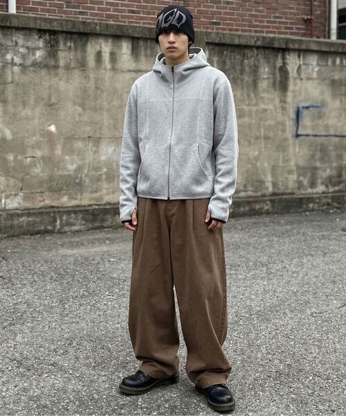 UNDEROFF(アンダーオフ)の「ワッフルクロップフィンガーホールジップアップフードグレー(パーカー・メンズ・グレー・X-LARGE/LARGE)」の3枚目の写真