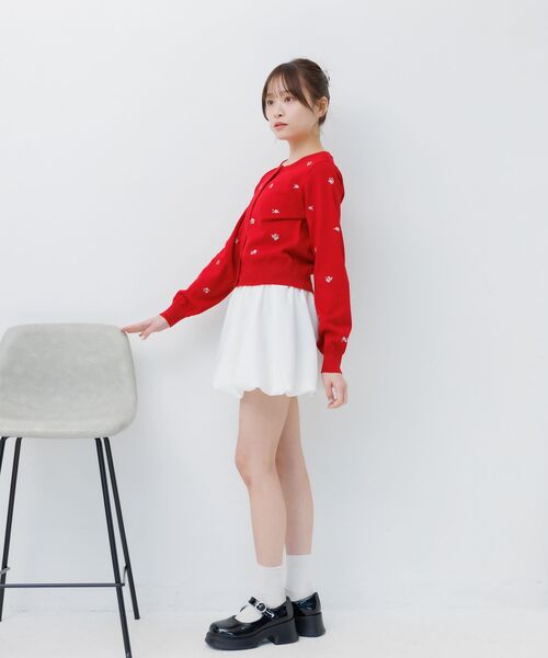 ems excite(エムズエキサイト)の「小花柄ニットカーデ(カーディガン/ボレロ・レディース・レッド/ナチュラル/ダークブルー・FREE)」の10枚目の写真