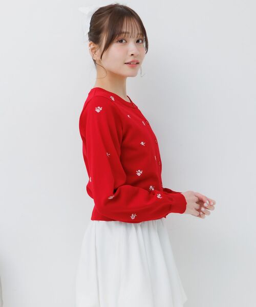 ems excite(エムズエキサイト)の「小花柄ニットカーデ(カーディガン/ボレロ・レディース・レッド/ナチュラル/ダークブルー・FREE)」の13枚目の写真