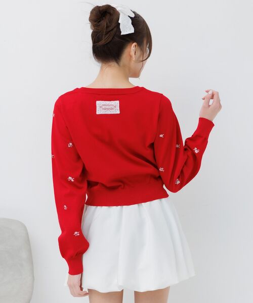 ems excite(エムズエキサイト)の「小花柄ニットカーデ(カーディガン/ボレロ・レディース・レッド/ナチュラル/ダークブルー・FREE)」の14枚目の写真