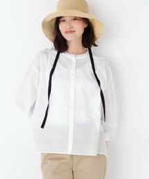 ◆【ウォッシャブル】インド刺繍ノーカラーブラウス