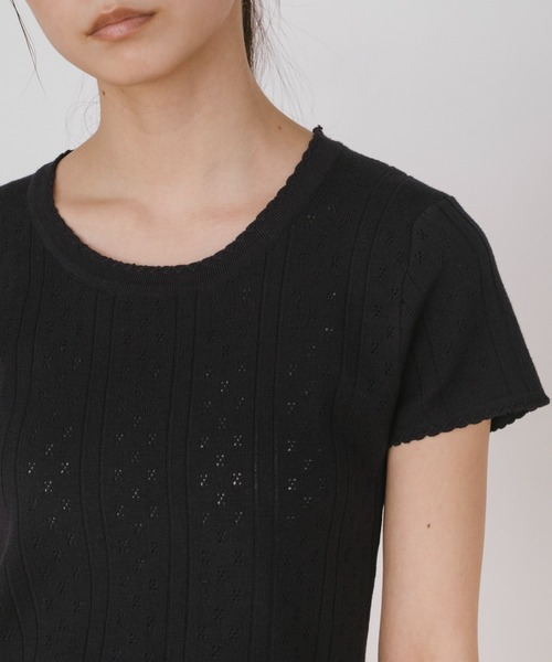 duei(デュイ)の「アイレットハーフスリーブトップス(Tシャツ/カットソー・レディース・ネイビー/ホワイト・FREE)」の8枚目の写真