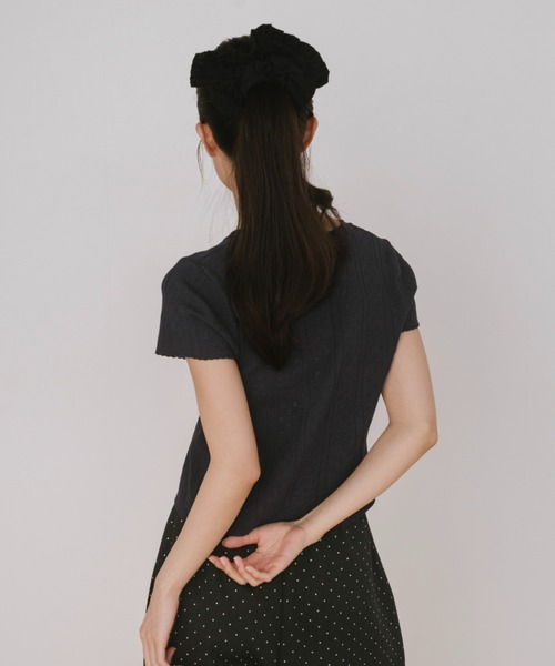 duei(デュイ)の「アイレットハーフスリーブトップス(Tシャツ/カットソー・レディース・ネイビー/ホワイト・FREE)」の6枚目の写真