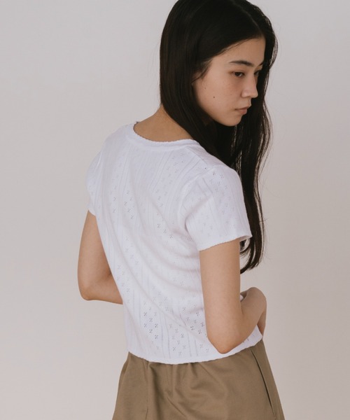 duei(デュイ)の「アイレットハーフスリーブトップス(Tシャツ/カットソー・レディース・ネイビー/ホワイト・FREE)」の12枚目の写真
