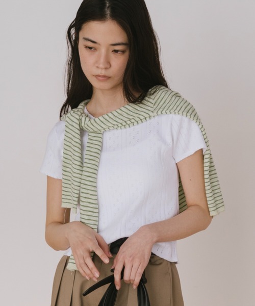 duei(デュイ)の「アイレットハーフスリーブトップス(Tシャツ/カットソー・レディース・ネイビー/ホワイト・FREE)」の14枚目の写真