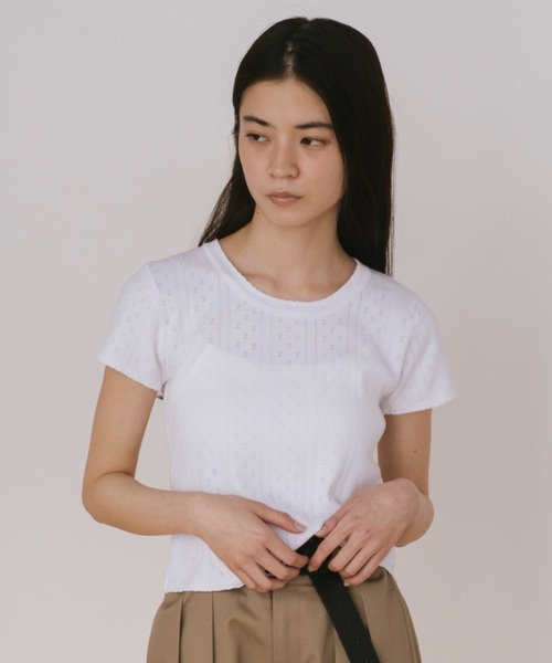 duei(デュイ)の「アイレットハーフスリーブトップス(Tシャツ/カットソー・レディース・ネイビー/ホワイト・FREE)」の11枚目の写真