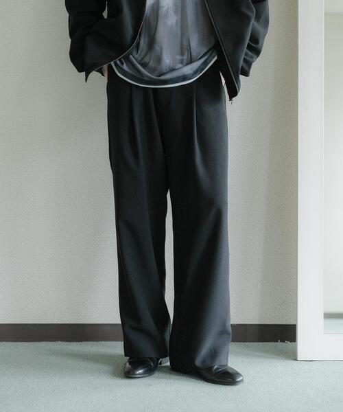 SENSE OF PLACE by URBAN RESEARCH（センスオブプレイスバイアーバンリサーチ）の「『UR TECH DRYLUXE』リネンライクワイドパンツ（その他パンツ・メンズ・ネイビー/パープル/ブラック・LARGE/MEDIUM）」の5枚目の写真