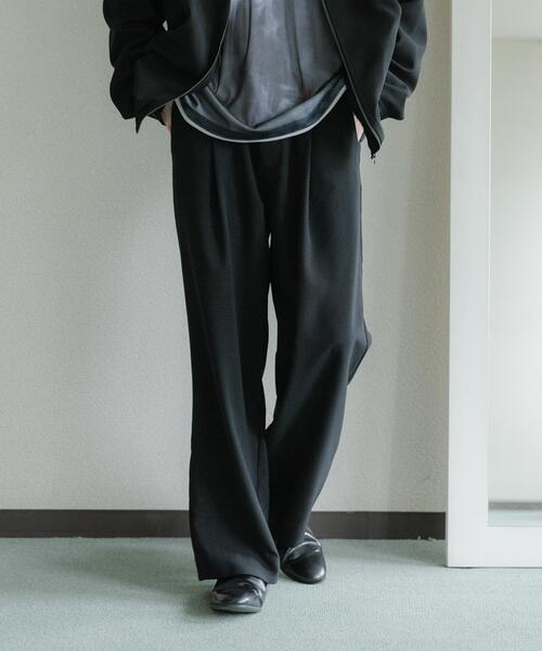 SENSE OF PLACE by URBAN RESEARCH（センスオブプレイスバイアーバンリサーチ）の「『UR TECH DRYLUXE』リネンライクワイドパンツ（その他パンツ・メンズ・ネイビー/パープル/ブラック・LARGE/MEDIUM）」の6枚目の写真