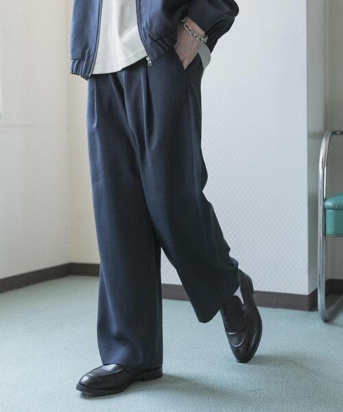 SENSE OF PLACE by URBAN RESEARCH（センスオブプレイスバイアーバンリサーチ）の「『UR TECH DRYLUXE』リネンライクワイドパンツ（その他パンツ・メンズ・ネイビー/パープル/ブラック・LARGE/MEDIUM）」の14枚目の写真