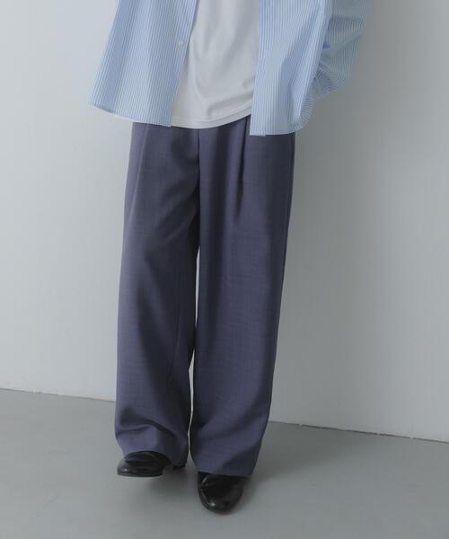 SENSE OF PLACE by URBAN RESEARCH（センスオブプレイスバイアーバンリサーチ）の「『UR TECH DRYLUXE』リネンライクワイドパンツ（その他パンツ・メンズ・ネイビー/パープル/ブラック・LARGE/MEDIUM）」の20枚目の写真