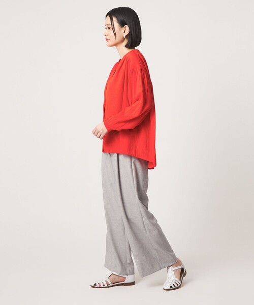 A DAY IN THE LIFE UNITED ARROWS（アデイインザライフユナイテッドアローズ）の「シアー ギャザー シャツカーディガン ＜A DAY IN THE LIFE＞（シャツ/ブラウス・レディース・オレンジ/ブラック/オフホワイト・FREE）」の16枚目の写真