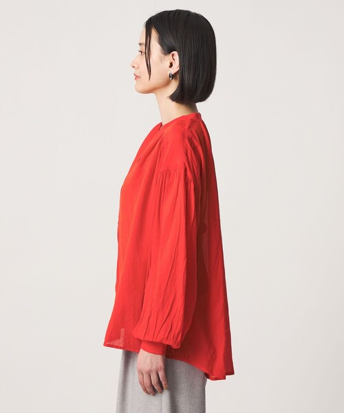 A DAY IN THE LIFE UNITED ARROWS（アデイインザライフユナイテッドアローズ）の「シアー ギャザー シャツカーディガン ＜A DAY IN THE LIFE＞（シャツ/ブラウス・レディース・オレンジ/ブラック/オフホワイト・FREE）」の18枚目の写真