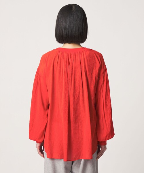 A DAY IN THE LIFE UNITED ARROWS（アデイインザライフユナイテッドアローズ）の「シアー ギャザー シャツカーディガン ＜A DAY IN THE LIFE＞（シャツ/ブラウス・レディース・オレンジ/ブラック/オフホワイト・FREE）」の19枚目の写真