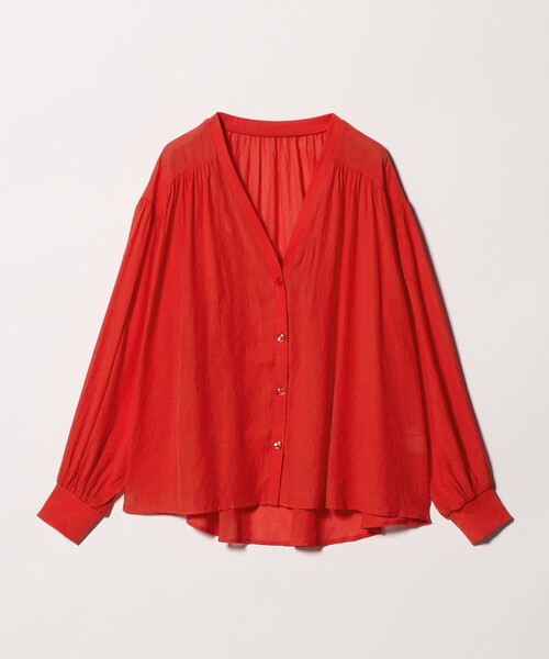 A DAY IN THE LIFE UNITED ARROWS（アデイインザライフユナイテッドアローズ）の「シアー ギャザー シャツカーディガン ＜A DAY IN THE LIFE＞（シャツ/ブラウス・レディース・オレンジ/ブラック/オフホワイト・FREE）」の20枚目の写真