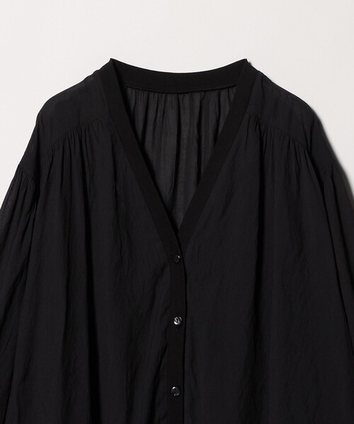 A DAY IN THE LIFE UNITED ARROWS（アデイインザライフユナイテッドアローズ）の「シアー ギャザー シャツカーディガン ＜A DAY IN THE LIFE＞（シャツ/ブラウス・レディース・オレンジ/ブラック/オフホワイト・FREE）」の7枚目の写真