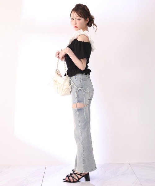 one after another NICE CLAUP(ワンアフターアナザーナイスクラップ)の「2WAYシャーリングブラウス(シャツ/ブラウス・レディース・ブラック系その他/ホワイト系その他/ブラック・FREE)」の18枚目の写真