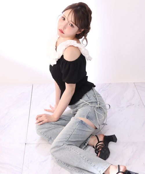one after another NICE CLAUP(ワンアフターアナザーナイスクラップ)の「2WAYシャーリングブラウス(シャツ/ブラウス・レディース・ブラック系その他/ホワイト系その他/ブラック・FREE)」の19枚目の写真