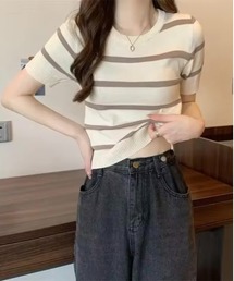 tunee（チュニー）の「レディース ショート丈ニット(BDS)（Tシャツ/カットソー）」
